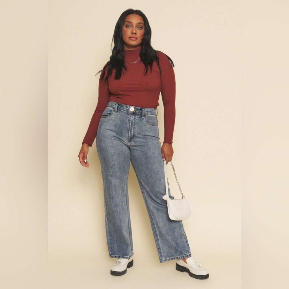 Whimsy + Row Blue Farrah Straight Leg Jeans